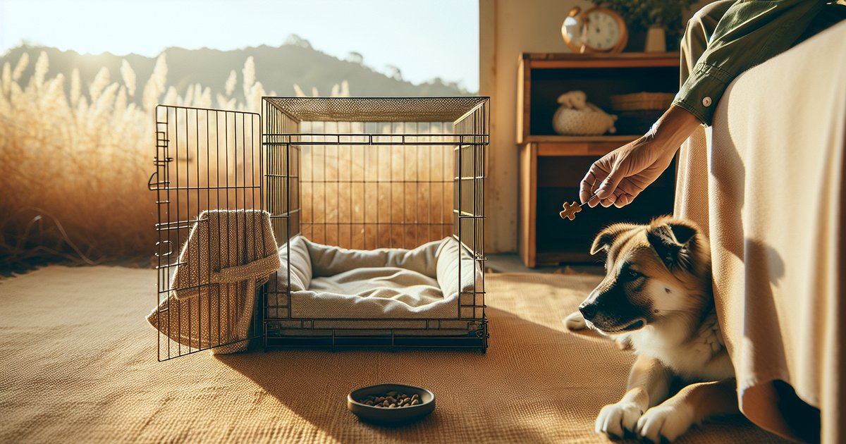 Illustrated cover for Crate Training for Anxious Dogs (Step-by-Step) — Pet Science Daily