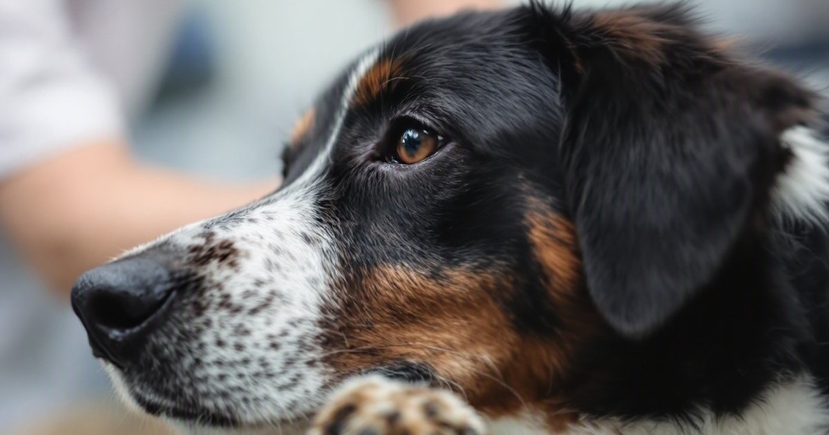 Close-up of a dog's face and paw resting together