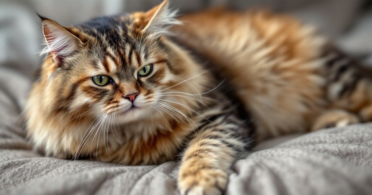 Overweight cat at a veterinary exam, illustrating feline obesity diagnosis using a blood marker test