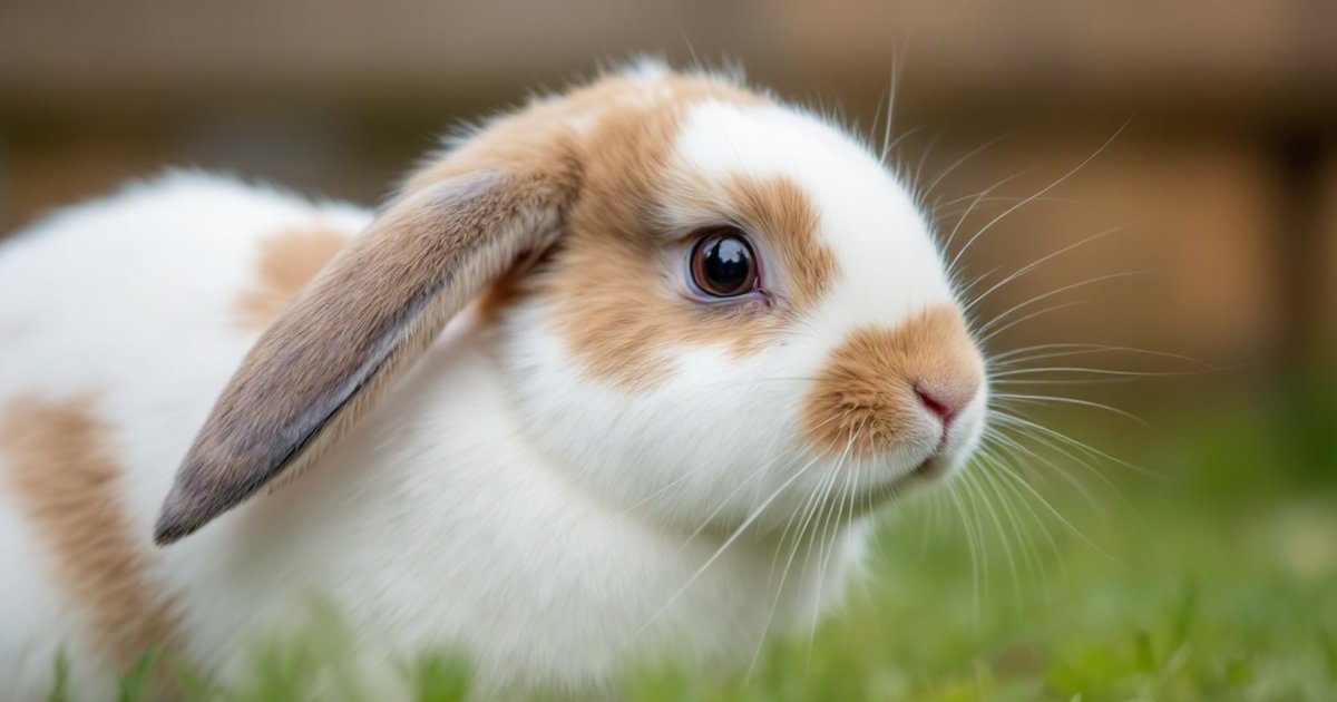 A domestic rabbit being gently held by a person, illustrating rabbit stress from handling by strangers